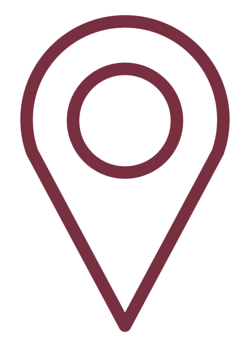 ICON: outline of a map pin in garnet